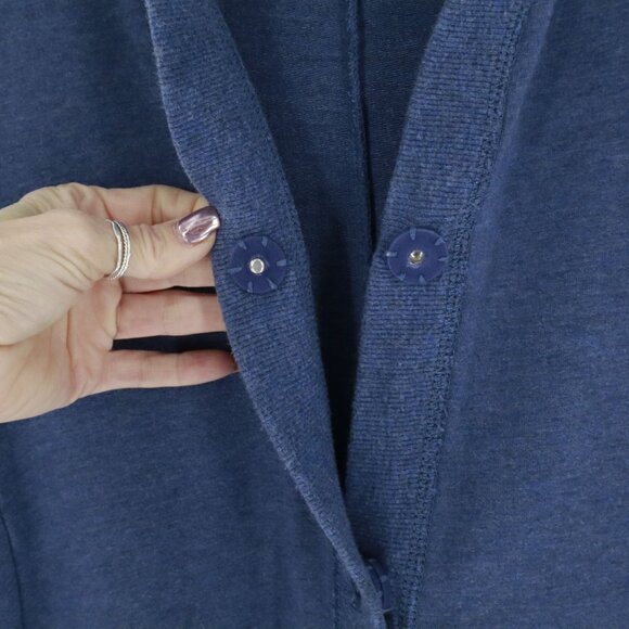 Pure Jill Stretch Hooded Cardigan Women 1X Blue Timeless Lagenlook Lagom Layered - Picture 10 of 16